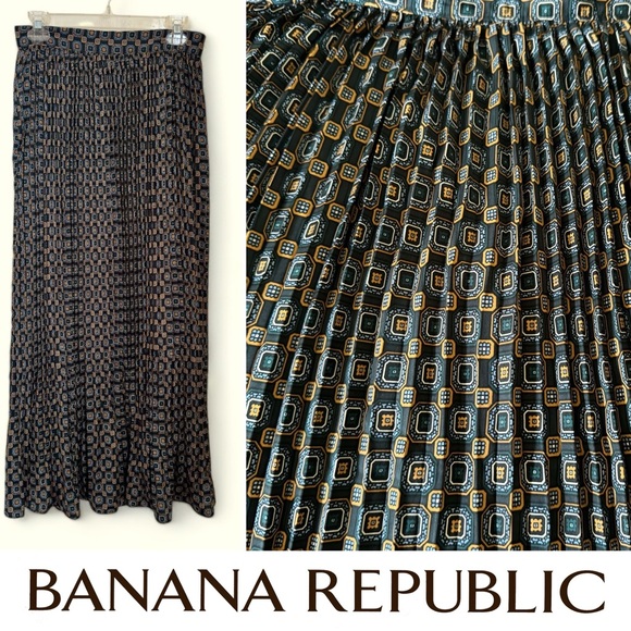 BANANA REPUBLIC MAXI SKIRT. OCTAGON PATTERN. LINED, SOFT, PLEATED SKIRT. NWT - Picture 3 of 15